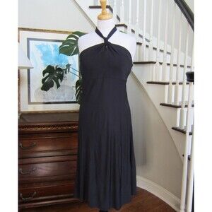 Ann Taylor Navy Blue Halter A-Line Midi Dress size 10 New!